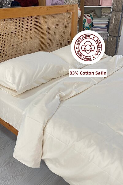 sutra Deluxe Series 100% Cotton Satin Double Fitted Sheet Duvet Cover Set – 8...