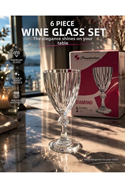 Paşabahçe 44767 Diamond Footed Glasses Set of 6 245 Cc