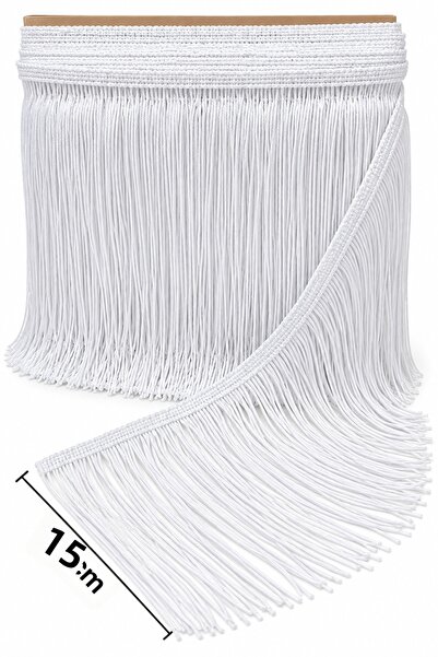 Massaltay 15 cm franjuri cu ciucuri, 1 metru alb – Accesoriu textil, rochie d...