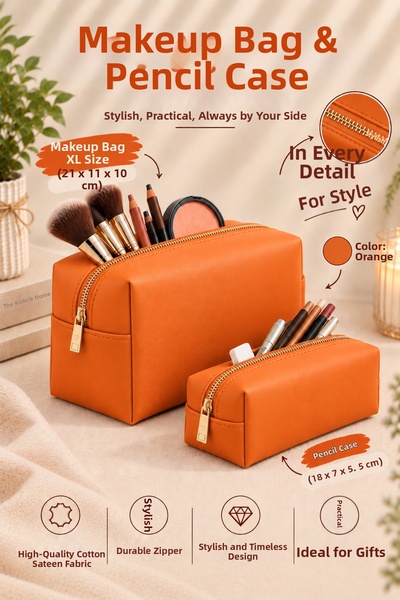RONYA LEATHER حقيبة مكياج من الجلد النباتي متعددة الأغراض للاستخدام اليومي (2...