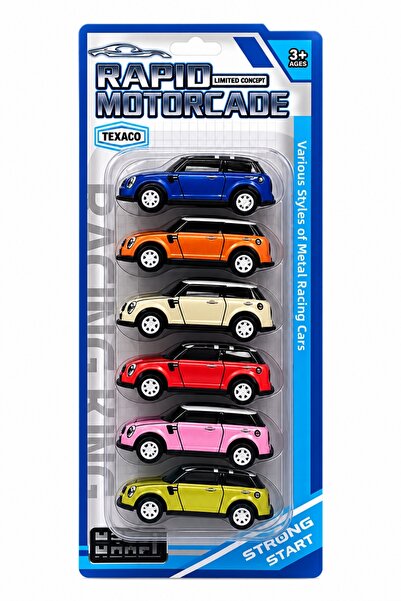 TUENGİ STORE Set of 6 Mini Cooper Model Metal Body Toy Cars Pull and Drop 7 cm