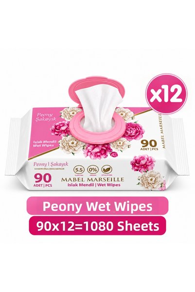 mabel marseille Peony Scented Wet Wipes 90 Sheets X 12 Pieces (1080 Sheets)