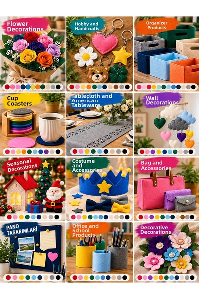 Mode Cool Meter of Colored Felt 100X100 cm – Cuttable Felt for Hobby, Crafts, Embellishment, Decoration and Design – Multiple Color Options