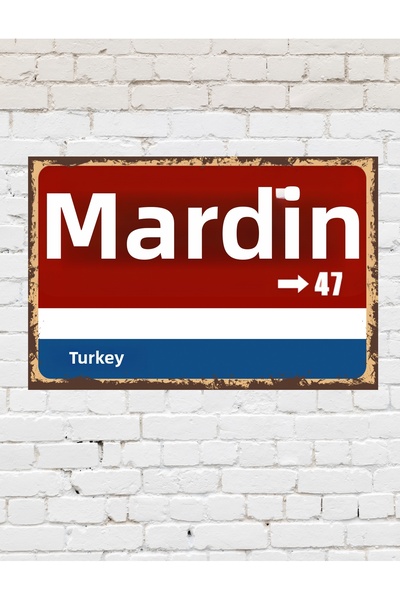 tablomaxtbx Mardin 47 Decorative City Plate Retro Table Mdf Wooden Table Stre...