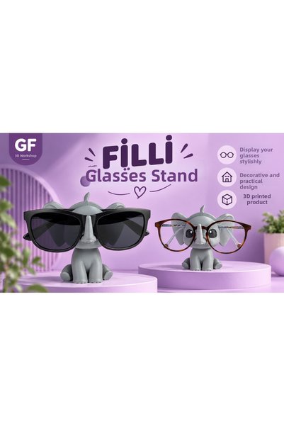 GF3D حامل نظارات بتصميم الفيل ثلاثي الأبعاد - حامل نظارات مزخرف لطيف لسطح المكتب