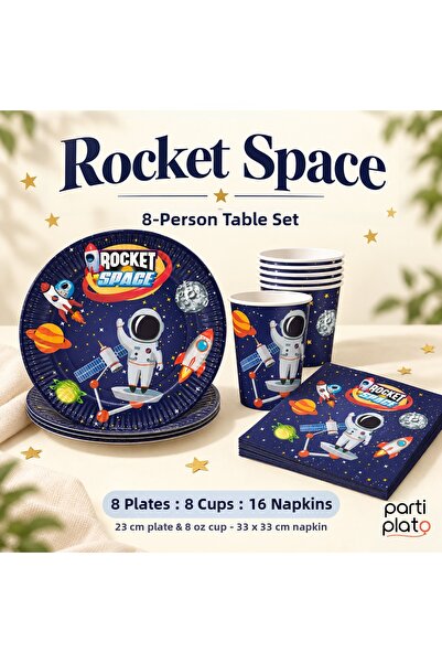 Parti Plato Space Themed Birthday Tableware Set for 8 People 8 Plates 8 Cups ...