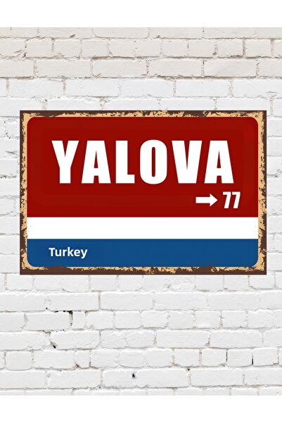 tablomaxtbx Yalova 77 Placă decorativă oraș pictură retro pictură din lemn MD...