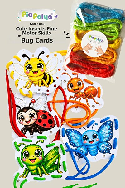 piapolya Cute Insects Fine Motor Skills Lacing Cards |   Finger Development |...
