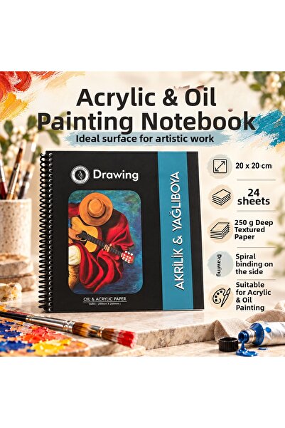 DreamArtgalery Acrylic & Oil Painting Drawing Notebook 20X20 cm 250 Gr Deep T...