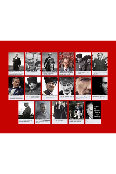 TELLGRAF Ataturk Themed Postcard Set (10X15 cm 17 Pieces)