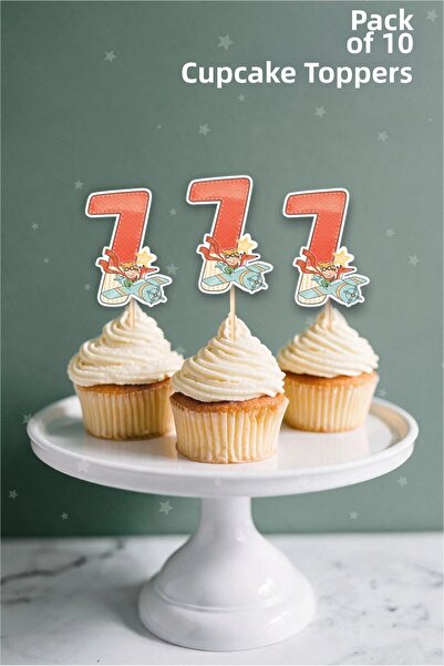 neşeli günlerim Little Prince Themed 7 Year Old Cupcake Decoration'10Pcs'
