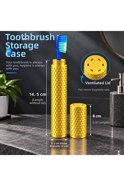 PİYATECH Portable Travel Type Snap-On Cover Toothbrush Storage Container - Hy...