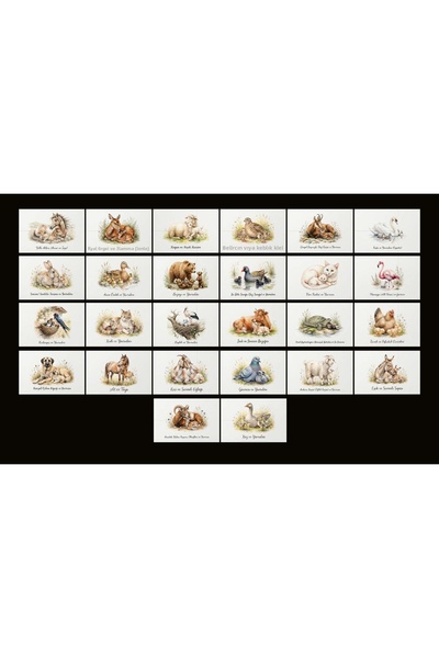 TELLGRAF Animals and Their Cubs Themed Postcard Set (10X15 cm 26 Pieces)