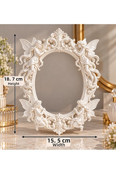 Victoria&Co Ramă decorativă pentru oglindă cu figurină înger mov, design baro...