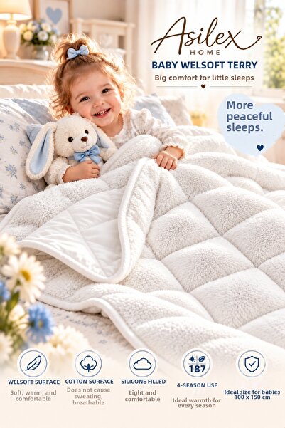 Asilex Home Collection Baby Welsoft Quilt 100X150 cm Double-Sided Cotton Sili...