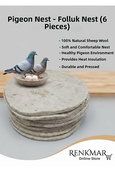 renkmar Pigeon Fleece Folluk Fleece 6 Pieces - 100% Natural Sheep Wool Incuba...