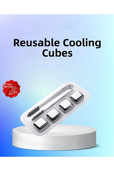 ArkhenX Etr Reusable 304 Steel Metal Ice Cubes Set of 4 Tic
