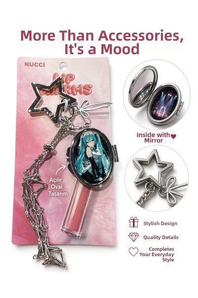 Meyra Accessories سلسلة مفاتيح معدنية لامعة على شكل فتاة أنمي مع حامل، تأتي ك...