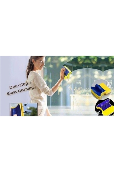 Fırsat7 Double-Sided Magnetic Glass Cleaner Practical Glass Cleaning Tool Magnet with Safety Lanyard