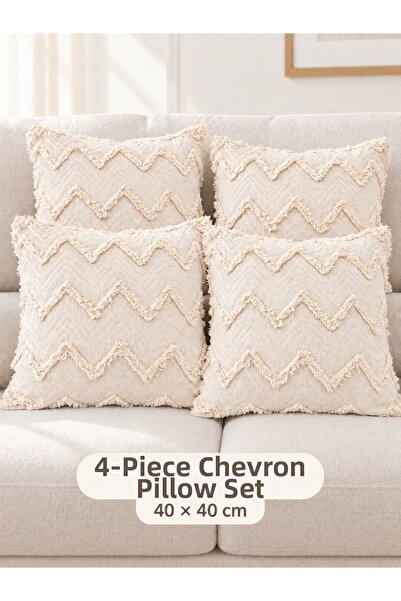 Faiend Zigzag Patterned Chenille Jacquard Woven Decorative Throw Pillow Cushi...