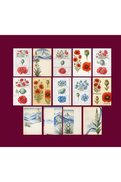 TELLGRAF Flower Themed Postcard Set (10X15 cm 14 Pieces)