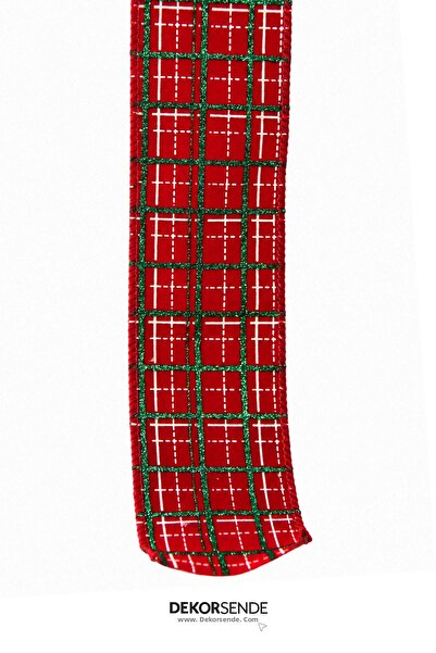 Dekorsende Christmas Tree Ribbon Luxury Fabric Plaid Red Black 6cm X 2m