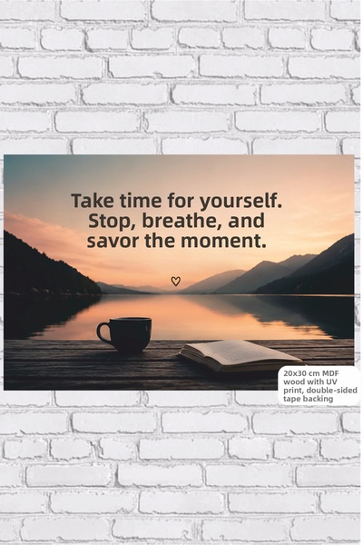 Hayat Poster Take Time for Yourself Motivational Quotes Retro Wooden Poster M...