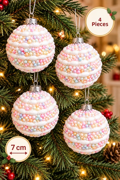 Huzur Party Store Macaron Colored Puppy 4 Pieces 7 cm Christmas Tree Pine Tre...