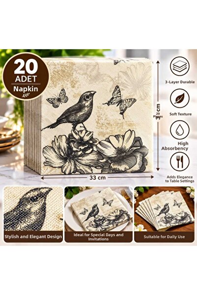 LOVYCO Double Layer Presentation Napkins - Vintage Pinterest Aesthetic, Prese...