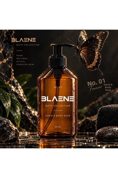 Blaene 500 ml Amber Plastic Pump Liquid Soap Dispenser, Countertop Bathroom Dispenser with Black Pump – Int-001