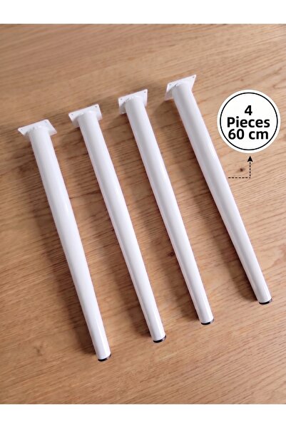 DEMONTEPARK 4 bucăți - picior conic metalic de 60 cm - culoare albă (diametru...
