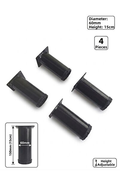 DEMONTEPARK 4 bucăți - picior metalic de 15 cm - reglabil - culoare neagră (d...