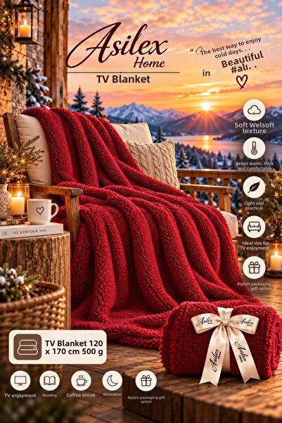 Asilex Home Collection Welsoft Tv Blanket 120X170 cm Premium Double-Sided Soft Warm Plush Knee Blanket Sofa Throw and Gift Blanket