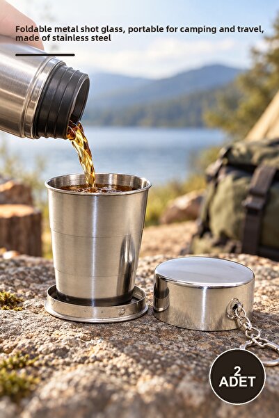Yenilig 2 Pieces Collapsible Single Stainless Steel Shot Glasses – Foldable M...