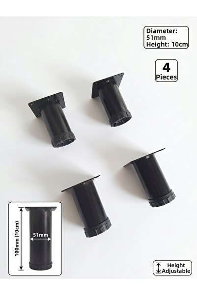 DEMONTEPARK 4 bucăți - picioare metalice de 10 cm - reglabile - culoare neagr...