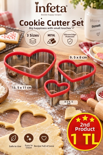 İnfeta Σετ 3 Μεταλλικές Φόρμες Μπισκότων Gingerbread Man με άκρες από Σιλικόν...