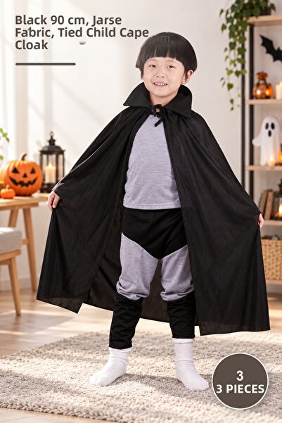 Yenilig 3 Pieces of Children's Cape with Collar – Black Color 90 Cm, Jersey F...