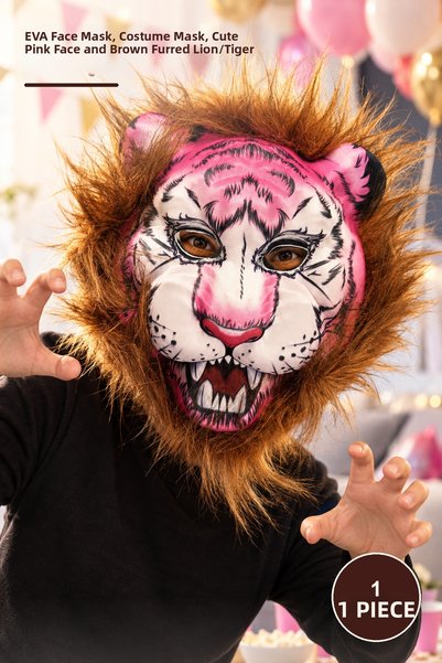 Yenilig 1 Piece Mega Plush Mask – Eva Face Mask, Costume Mask, Cute Pink Face...