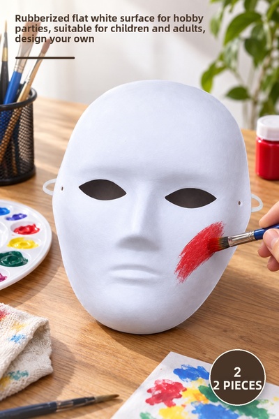 Yenilig 2 Pieces of Paintable Face Masks – Elastic Plain White Surface for Ho...