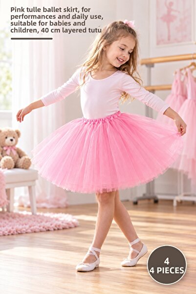 Yenilig 4 Pieces Tutu Skirt – Pink Tulle Ballet Skirt, for Show and Daily Use...