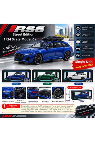 NW NessiWorld نموذج سيارة RS6 Street Edition بمقياس 1/24 (السعر للقطعة الواحدة)