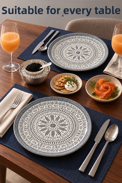 Heda Porselen Linear 27 cm Set of 2 Porcelain Serving Plates