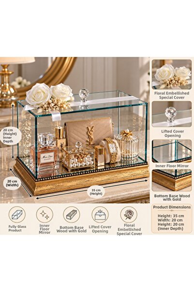 AYZ HOME Glass Dowry Bundle Box 35X20X20 cm – Decorative Glass Display Box wi...