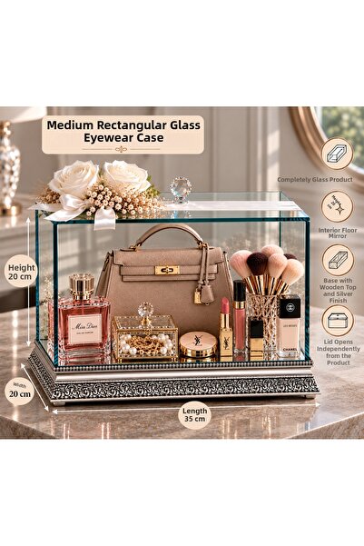 AYZ HOME Glass Dowry Bundle Box 35X20X20 cm – Decorative Glass Display Box wi...