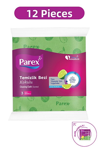 Parex Pachet de 12 cârpe de curățare cu parfum de lămâie