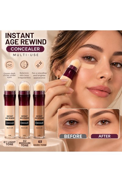 MİLANO BEAUTYS Instant Age Rewind Sponge Tip Concealer 8 ml – Multi-Use Concealer for Under-Eye and Face
