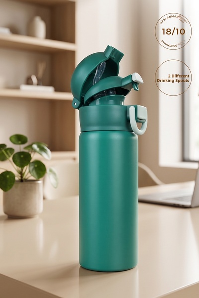 NESS HOME 600 ml Stainless Steel Water Bottle with Strap and Leak-Proof Locki...