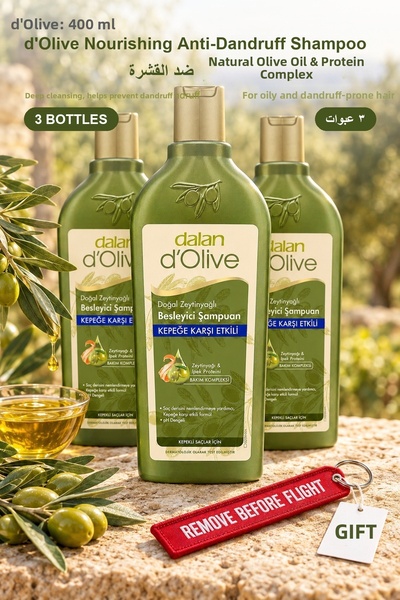 Dalan D'Olive Nourishing Anti-Dandruff Shampoo 400 ml X 3 Bottles