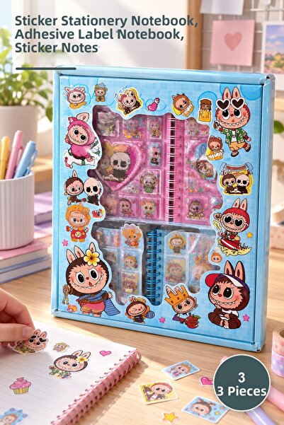 Yenilig 3 Pieces of Labubu Sulu Sticker Notepad – Stationery Notebook with St...