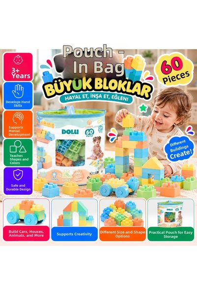 Golden Rainbow Dolu Printed Large Blocks in a Bag 60 Pieces